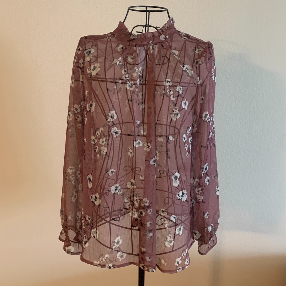 ese O ese sheer flower blouse NWT